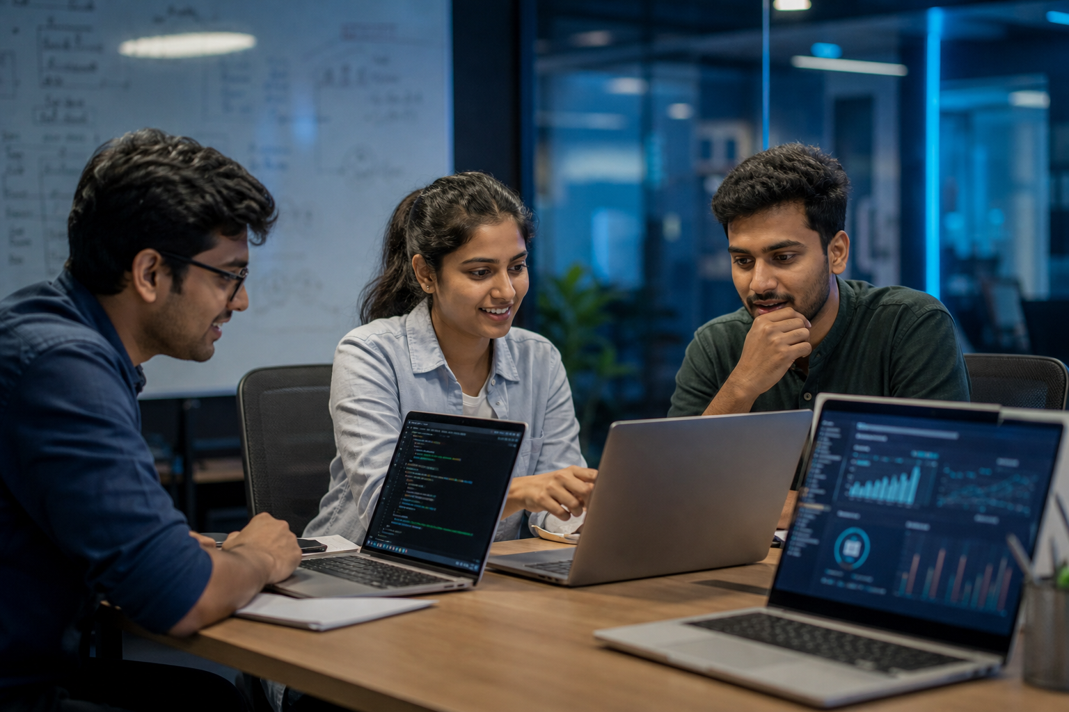 Students learning software and AI at JITS